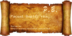 Pacsai Boglárka névjegykártya